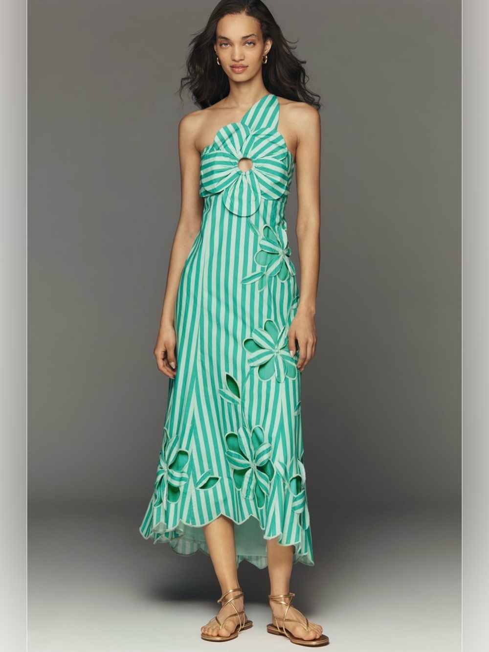 Anthropologie One-Shoulder Cutwork Dress
